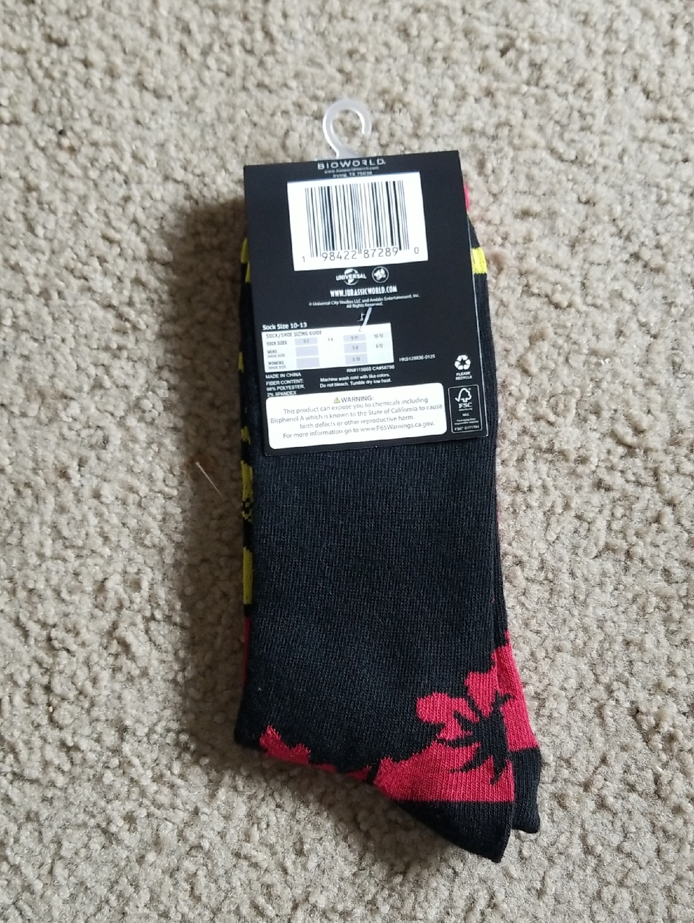 Bioworld Jurassic Park Graphic Crew Socks - Picture 2 of 2